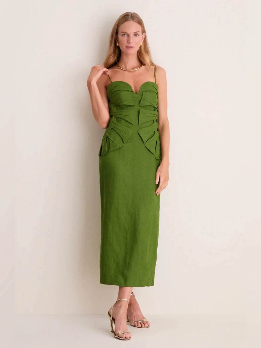 Farm Rio: Green Monstera Leaf Sleeveless Euroflax Premium Linen Maxi
Dress S - Picture 6 of 8